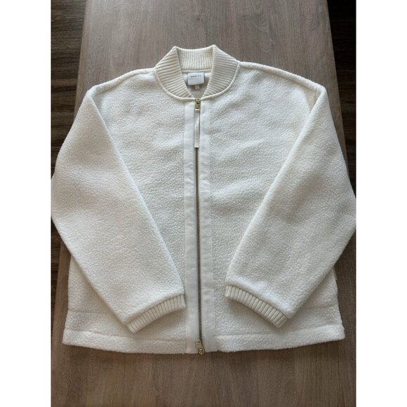 Varley Willmont Patch Pocket Fleece Bomber Jacket Egret Ivory Size Medium - Picture 3 of 11